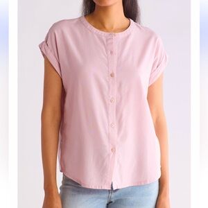 NWT | Splendid Provence Rolled Sleeve Button Down Top | Size M | Soft Blush Pink
